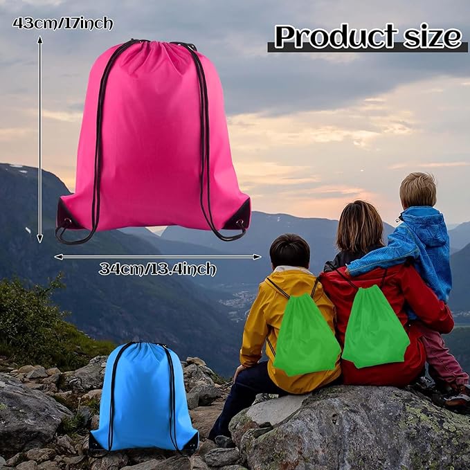 PLULON 15 Pcs Drawstring Bags Drawstring Backpack Bulk, Multicolor String Backpack Cinch Sack Sport Gym Bags for Yoga Traveling Outdoor Sports
