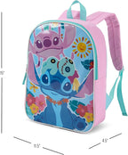 Disney Lilo and Stitch Backpack for Kids - Cute & Durable Kids Backpack for Girls with Padded Straps & Zip Compartment - Ideal Toddler Bookbag for School & Travel - 15”