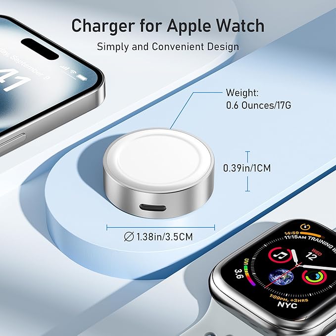 Elebase Apple Watch 11 Charger,5W USB C Magnetic Charging Adapter for iWatch USBC & iPhone Power Port,Portable Type C Wireless Watch Charger Dock for iWatch Series 10 9 8 7 6 Ultra SE 3 2,42/46/44mm