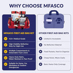 MFASCO Complete Emergency Response First Aid Kit Trauma Bag - 415 Piece Fully Stocked Supplies for Disaster Preparedness | for Business, Schools, Organizations, Groups, Home Safety (Reflective - Red)