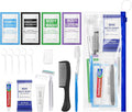 Personal Hygiene Kit Bulk Pack of 5,Individually Wrapped 13-IN-1 Blue Disposable Basic Travel Toiletry Set Homeless Care Package Supplies for Men,Women,Guests,Charity