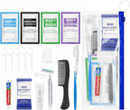 Personal Hygiene Kit Bulk Pack of 5,Individually Wrapped 13-IN-1 Blue Disposable Basic Travel Toiletry Set Homeless Care Package Supplies for Men,Women,Guests,Charity