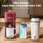 Tastyle Single Serve One Cup Coffee Maker, for K Cups and Grounds, Mini Coffee Maker with Portable Handle, 6 to 12 Oz Brew Size, for Travel, Camping, Office, RV and Dorm, 120V, Vintage Red