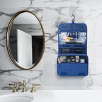 Lcsmaokin Large Capacity Toiletry Bag Travel Bag with Hanging Hook for Men and Women Waterproof Travel Cosmetic Bag Bathroom Storage Bag for Brushes Set, Full-Sized Shampoo, Toiletries, (Navy Blue)