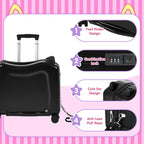 smilesun 20" Ride-On Travel Suitcase for Kids, Cute Ear Toddler Carry on Luggage with Spinner Wheels, Children Rolling Trolly Luggage with Combination Lock (Coal Black with Rope)