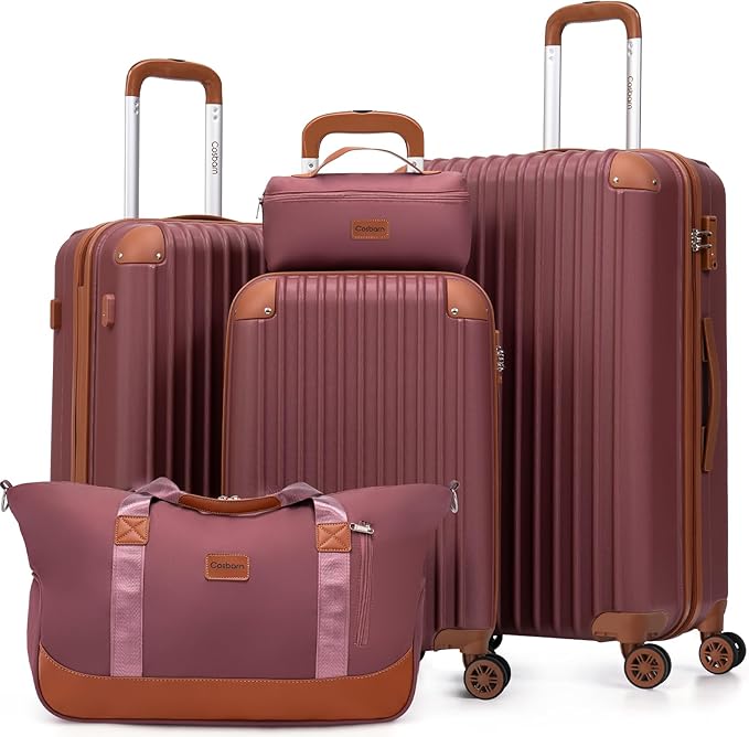 Cosbarn Luggage Sets 5 Piece Suitcases with Wheels, Suitcase Set ABS Hard Case Luggage with TSA Lock Spinner Wheels Durable Travel Luggage