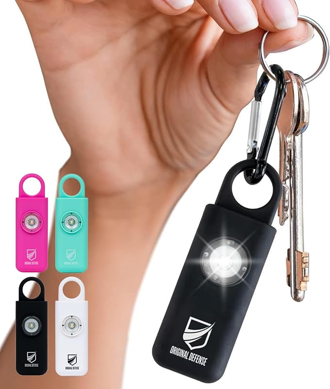 Original Defense® Siren Self-Defense Alarm - 130 dB Keychain Alarm with LED Strobe Light for Women, Children, and Elderly - Police Recommended - (Black, 1 Count)
