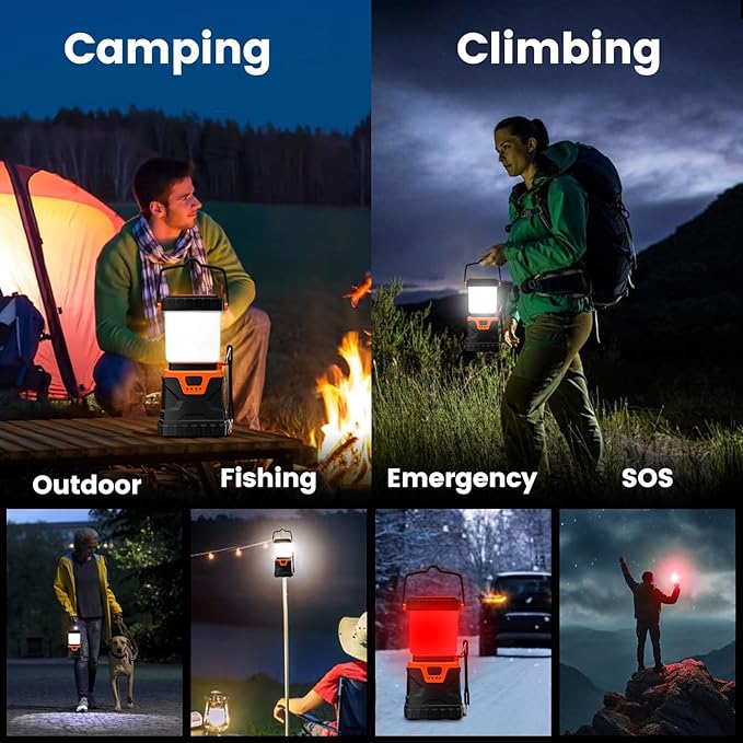 LED Camping Lantern Rechargeable,1000LM, Portable with 5 Ligth Modes, IP44 Waterproof 4400mAh Tent Flashlight Lanterns for Power Outages, Hiking, Hurricane,Campsites, Emergencies (2-Pack)