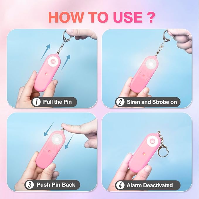MtMinn Personal Safety Alarm for Women - 130dB Self Defense Keychains Siren Whistle, Replaceable Battery with SOS LED Strobe Light - Emergency Security Safe Protection Devices for Kids Elderly