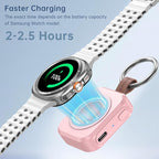 for Samsung Galaxy Watch Charger,1200mAh Portable Charger for Samsung Galaxy Watch 8/8 Classic/7/Ultra/6/6 Classic/5/5 Pro/4/3,Active 2/1 (Pink)