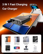 SUPERONE Car Charger USB C Fast Charge,Ultra-Slim Retractable Car Charger for Car Accessories for Women Men,Car Charger Adapter for iPhone 17 16 15 14 13 12,Samsung,iPad,Airpods
