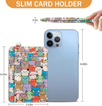 Yonlevres Cat Credit Card Holder Slim Wallet, RFID Wallet Women Front Pocket Small Card Holder, Travel Cute Funny Thin ID Window PU Leather RFID Blocking Case Organizer Gift Girls Ladies
