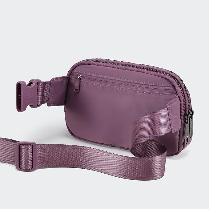 Pander Everywhere Belt Bag for Women, 5 Zipper Pockets Nylon Crossbody Fanny Pack Purse (Purple Lavender)
