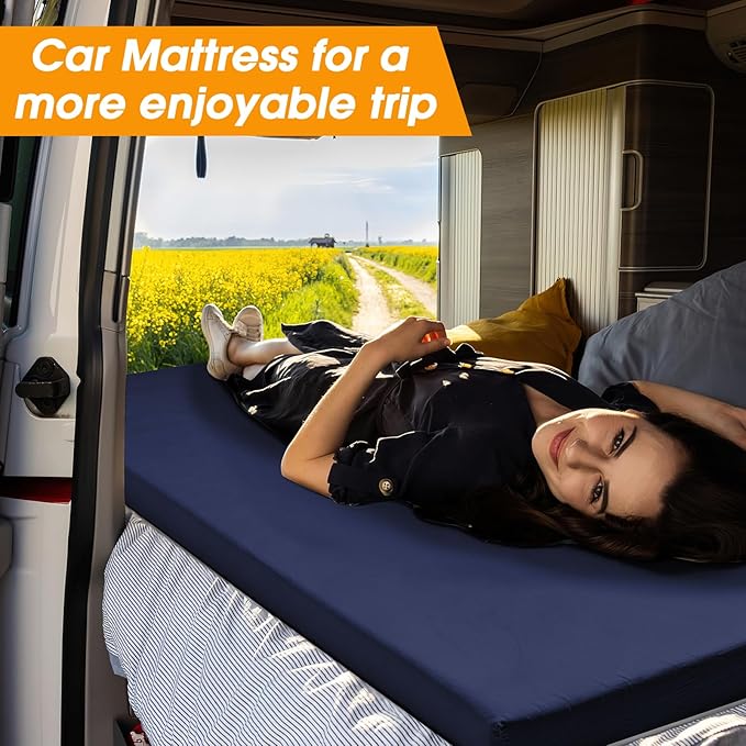 CYMULA Camping Cot Mattress 2in Memory Foam Sleeping Pad,Soft Warm Non-Slip Camping Mattress Topper with Retaining for Adults,Portable Roll up Pad for Travel（only Mattress）
