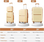 Hard Shell Luggage Sets 4 Piece with 360 Spinner Wheels,Lightweight Suitcase Set with TSA Lock,Travel Luggage Set with Telescoping Handle,Light and Strong,Easy to Clean (Apricot Cream)