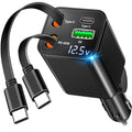 [Apple MFi Certified] Retractable Car Charger USB C, Braveridge 120W USB C Car Charger 4 in 1 PD/QC Type C Fast Charge Cigarette Lighter Adapter for iPhone 17/17 Pro Max/16 Pro/15/Galaxy S26/S25/Pixel