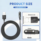 [2 Pack] Smart Watch Charger Cable, Magnetic SmartWatch Accessories Charger Cable 4 Pin Cord, Charger Contact pin spacing 7.62 mm for Smart Watch, Fitness Tracker(2)