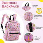 BABY JOY Kids Luggage, 5 Pieces Luggage Set w/ 16" Carry-on Hardshell Spinner Toddler Suitcase, 13" Backpack, Neck Pillow & Insulated Lunch Bag, Travel Kids Rolling Suitcase for Girls Boys (Pink Owl)