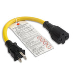 4-in-1 12AWG 15 Amp Household AC Plug to 20 Amp T Blade Adapter Cable, NEMA 5-15P to 5-20R/ 5-15R/ 6-20R/ 6-15R, 4 in 1 AC Adapter,15Amp 125V to 20Amp 250V Extension Cable, 1FT-Yellow