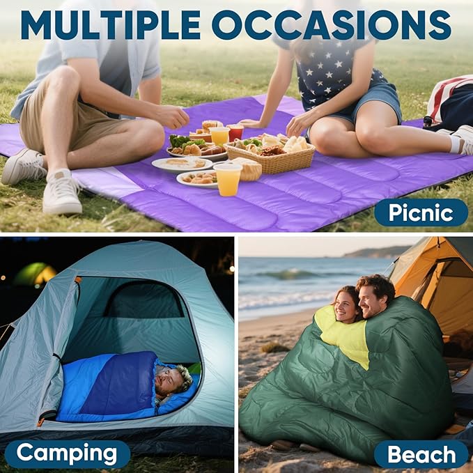 PTEROMY Sleeping Bags for Adults, Lightweight and Machine Washable, Water Resistant Backpacking Camping Sleeping Bag for Warm Cold Weather, Camping Essentials for Hiking Travel