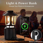 Camping Lantern Rechargeable, Telescopic 8000mAh Retro Waterproof Camping Light, Electric Lanterns for Power Outages, Vintage Hurricane Lamp for Tent Outdoor Patio RV Fishing