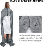 Tirrinia Travel Blanket Pillow - Wearable Airplane Blanket with Feet Pockets for Long Flights, Airplane Accessories Blanket Robe for Women and Men, Gift for Her