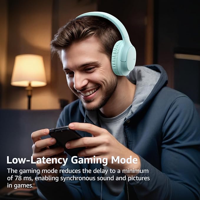 TOZO HA1 Bluetooth 5.4 Over Ear Headphones, 70H Playtime with Mic, Foldable Wireless Headset, Deep Bass Stereo Sound Customizable 32 EQ Music Mode Via Button & App for Travel and Home, Upgraded