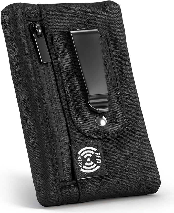 RFID Blocking Clip Stash Pocket, Ultra Thin Anti-Theft Travel Pouch, Compact Hidden Travel Belt Wallet for Cards & Cash Pickpocket Hidden Clips Stash Credit Card Holder for Everyday Carry Traveling