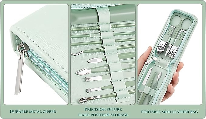 Manicure Set Nail Clippers Pedicure Kit -7 Pieces Stainless Steel Travel Nail Kit, Travel Essentials Purse Essentials Professional Grooming Kits, Manicure Kit with Zipper Portable Pack