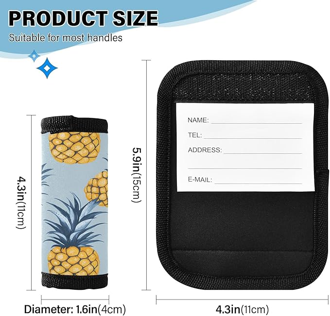 Pineapple Luggage Handle Wrap for Suitcase Luggage Tags Handle Covers Identifiers Soft Decorations Travel Accessories 2 Pack