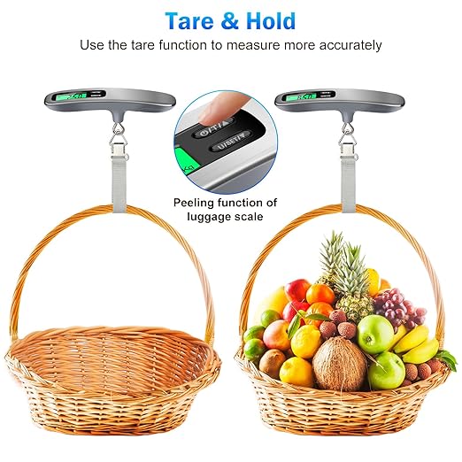 Digital Luggage Scale for Travel, 110lbs (50kg), Portable Weighing Scale for Luggage with LCD Backlit, Suitcase Scale with Luggage Tag, Hanging Baggage Scale, Accuracy 10 Grams