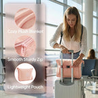 Travel Blanket, Soft 2-in-1 Airplane Blanket, 65x40 Inches, Travel Blanket Airplane Compact with Bag, Car Blanket with Luggage Sleeve & Backpack Clip (Peachy Pink)