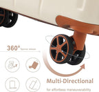 2 Piece Luggage Set, Hardside Suitcase with Spinner Wheels, TSA Lock & Expandable Hard Shell, Carry on and Checked Luggage for Travel, Maletas de Viaje for Men & Women (White Brown, 20+28Inch)