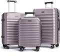 LIGHT FLIGHT Luggage Sets, 3 Piece Durable Suitcase Set with Spinner Wheels, 3 Pcs Hardside Lightweight luggage with TSA Lock, Large Checked Travel Suitcases, 20/24/28 Inch, Rose Purple