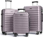 LIGHT FLIGHT Luggage Sets, 3 Piece Durable Suitcase Set with Spinner Wheels, 3 Pcs Hardside Lightweight luggage with TSA Lock, Large Checked Travel Suitcases, 20/24/28 Inch, Rose Purple