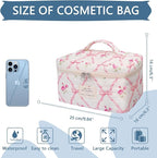 Gosect Large Makeup Bag, Cute Cosmetic Bag for Women Girls, Floral Coquette Aesthetic Toiletry Bag, Travel Make Up Organizer Bag (Pink Butterfly)