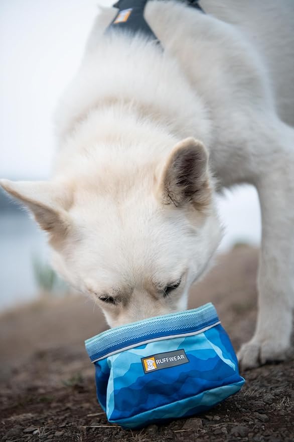 Ruffwear, Quencher Collapsible Dog Bowl, Packable Food & Water Bowl with Waterproof Lining, Water-Resistant Shell, & Reflective Trim, Lightweight, 4.2 Cups (1 L), Moonlight Mountains, Medium