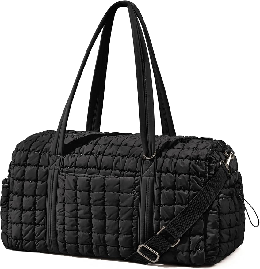 Quilted Travel Duffle Bag for Women Medium Weekender Bag Puffer Overnight Bag Large Soft Puffy Duffel Bag Carry-On Gym Bag Lightweight Personal Item Travel Bag for Trips Business Sport Airplane