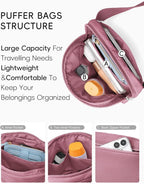WESTBRONCO Puffer Fanny Packs for Women Quilted Nylon Waterproof Belt Bag with 2 Zipper, Puffy Crossbody Bag with Adjustable Strap, 1L Waist Bag for Travel Daily