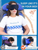 SARISUN Travel Pillow Airplane Foot Hammock Set, Airplane Pillows with 3D Eye Mask for Sleeping, 360° Support Plane Head Strap, Long Flights Essentials, Stop Bobblehead and Travel Foot Rest Leg Relief