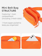 WESTBRONCO Fanny Packs for Women Men, Belt Bag with 4 Zipper Pockets, Fashion Waist Packs, Lightweight Crossbody Bags with Adjustable Strap for Workout/Running/Hiking (Orange)