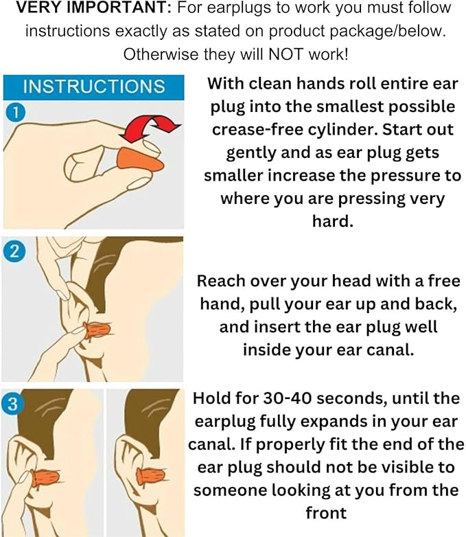 The Ear Buddy Premium Soft Foam Ear Plugs for Sleeping Noise Cancelling, Hearing Protection Earplugs for Shooting Range, Concerts, Work & Travel, Noise Reduction Rating 32 Decibels, 50 Pairs