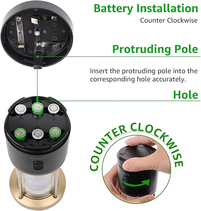 Lepro 2000LM LED Camping Lantern Rechargeable, Waterproof Tent Light with 5 Light Modes, Camping Essentials, Portable Lantern Flashlight for Camping, Emergency Light, Power Outage, USB Cable Included