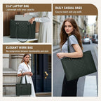 RAINSMORE Laptop Bag for Women 15.6 Inch Work Tote Bags Waterproof Leather Laptop Tote Professional Computer Briefcase