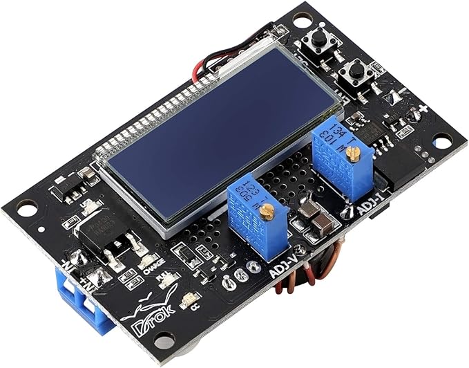 DROK Adjustable Voltage Regulator, DC Buck Boost Converter 6-30V to 0.5-30V 4A 60W 5V 24V Voltage Converter, 12V Power Supply Step Up Step Down Transformer with USB Port Case LCD Display Volt Amp