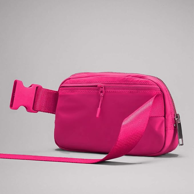 YOSHUYUKI Fanny Pack Cross Body Small Crossbody Bags for Women Men Trendy Nylon Waterproof Mini Purse Travel Running Belt Bag Lulu Dupes Bum Hip Chest Waist Pack Side Bag Must Have Hot Pink