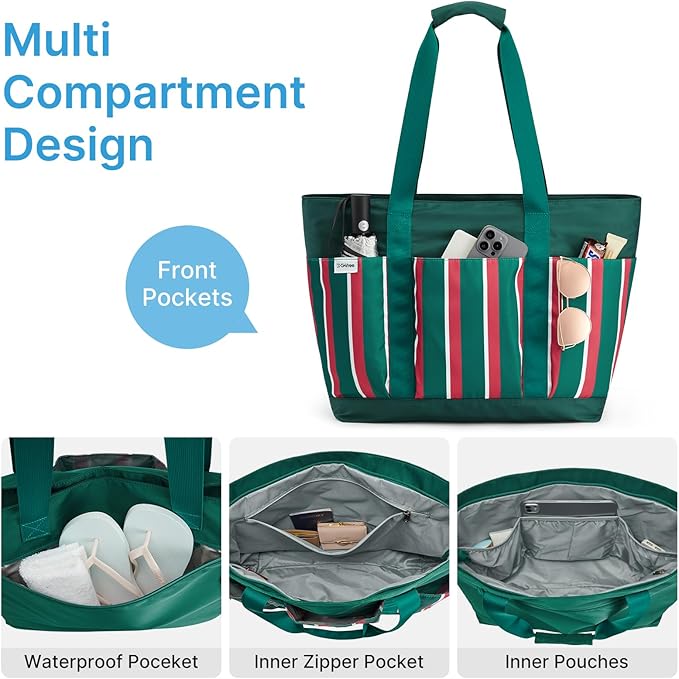 G4Free Beach Bag,Waterproof Beach Tote Pool Bags for Women,Compatible with Cup,Foldable for Weekender Travel