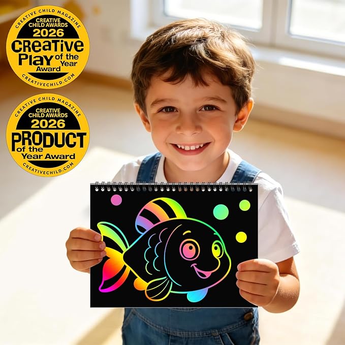 ZMLM Scratch Paper Art-Crafts Gift: 2 Pack Rainbow Notebooks Supplies Toys for 3 4 5 6 7 8 9 10 Years Old Girls and Boys Kids Christmas Birthday Party Games Ocean
