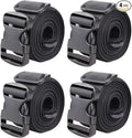 MAGARROW 1.5" Utility Straps with Buckle Adjustable, 4-Pack (Black, 9.5 feet Long)
