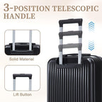 GDFStudio 14/20 Inch 2 Piece Luggage Set with Front Opening Design, ABS Hard Shell Spinner Suitcase with Combination Lock,360° Silent Wheels, Retractable Handle, and 14” Portable Cosmetic Case,Black